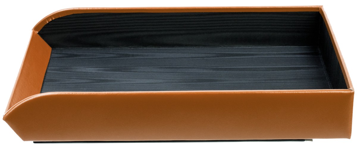 Briefablagekorb für DIN A4 CAMBRIDGE Top Grain Rindspaltleder hellbraun